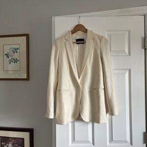 Massimo Dutti Cream Lined Blazer with Black Brand Label